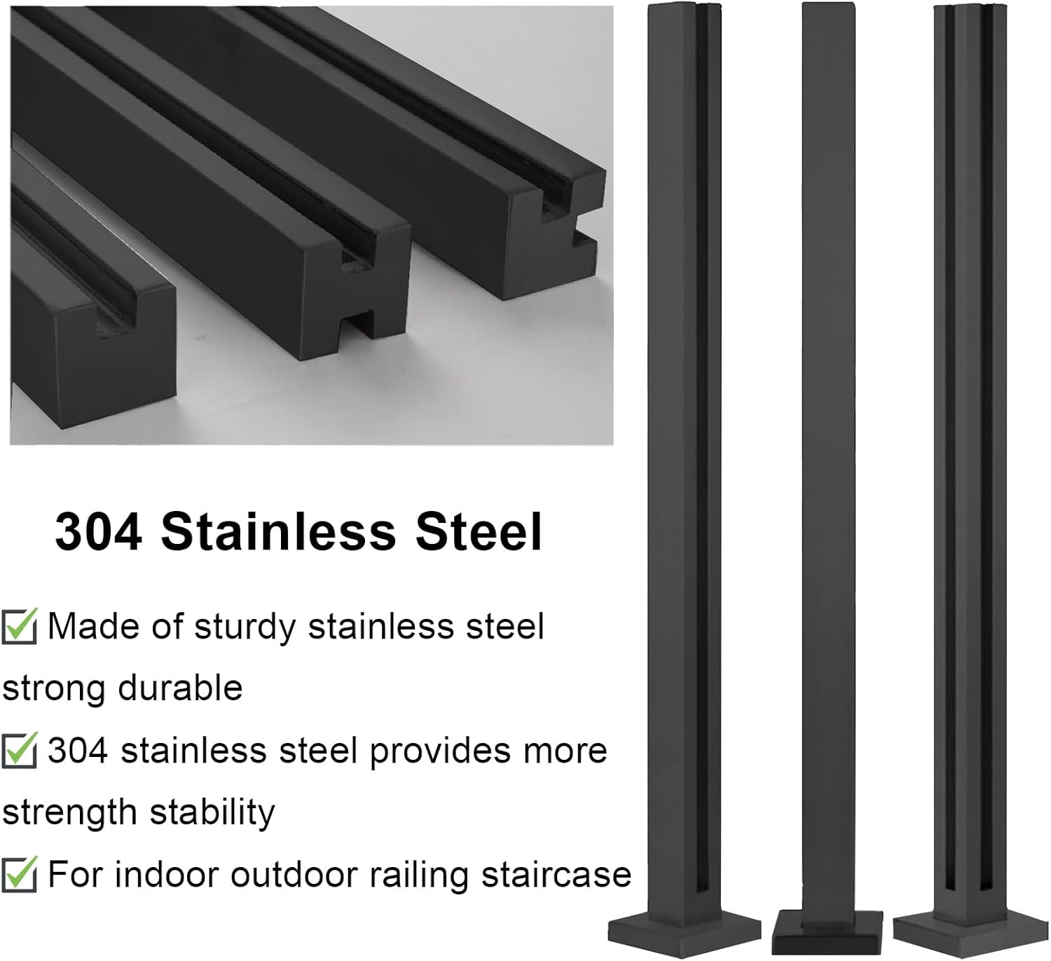 Glass Decking Railings Post with Complete Kit, Baluster Pillar Pool Fence Support System for 10/12 mm Thick Glass (Color : End Post, Size : Height-125cm)