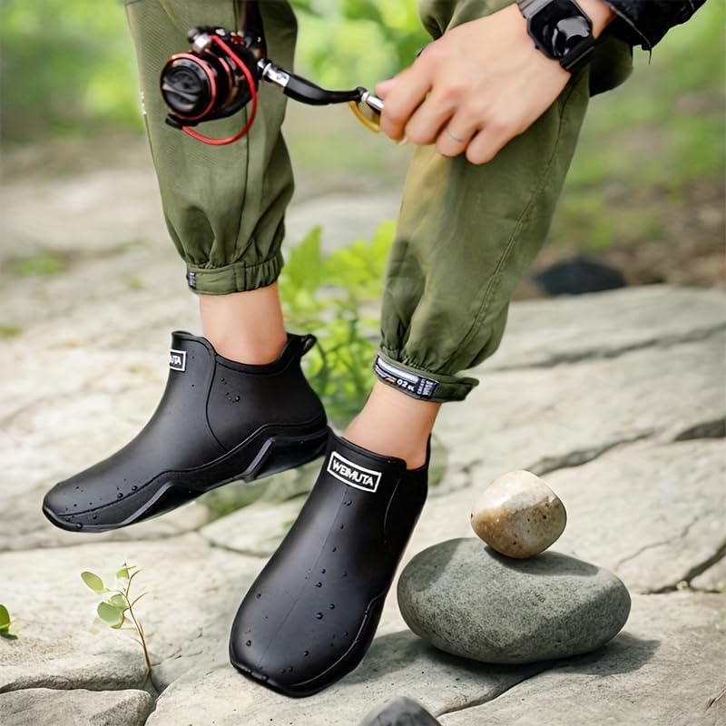 Men's Trendy Rain Boots, Non-Slip Wear-Resistant Waterproof Rain Shoes for Outdoor Working Fishing - Image 4