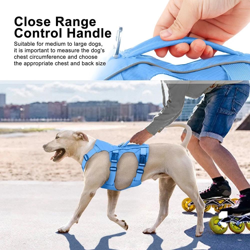 Imbracatura Tattica Militare per Cani, addestramento in Campeggio, Caccia, Gilet Riflettente Impermeabile per Animali Domestici con Maniglia (Blu M)