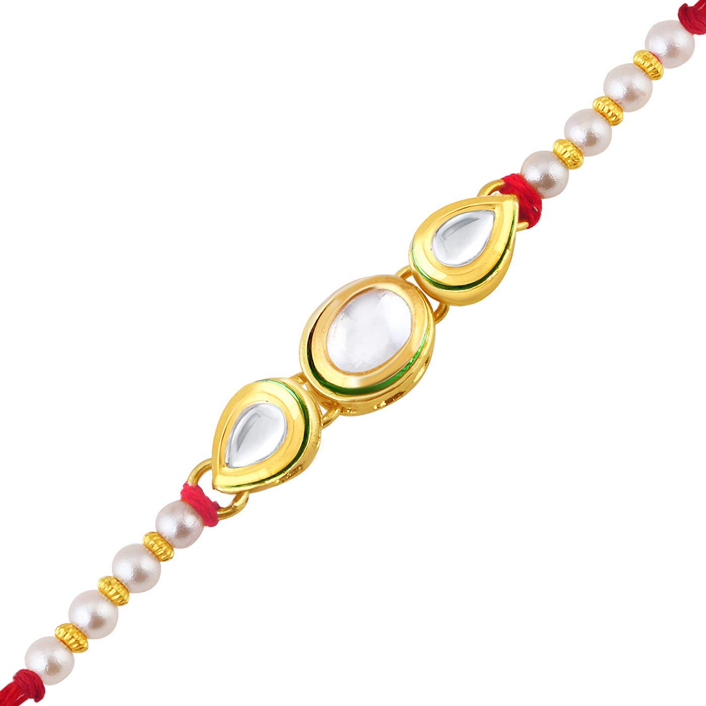 Sukkhi Rakhi Cultural Kundan Designer Gold Plated Premium Rakhi for Brother With Roli Chawal & Greeting Card | Rakhi for Bhaiya | Rakhi for MEN | Kundan Rakhi | (RAK73438) (B07FP625WP) Amazon Price History, Amazon Price Tracker