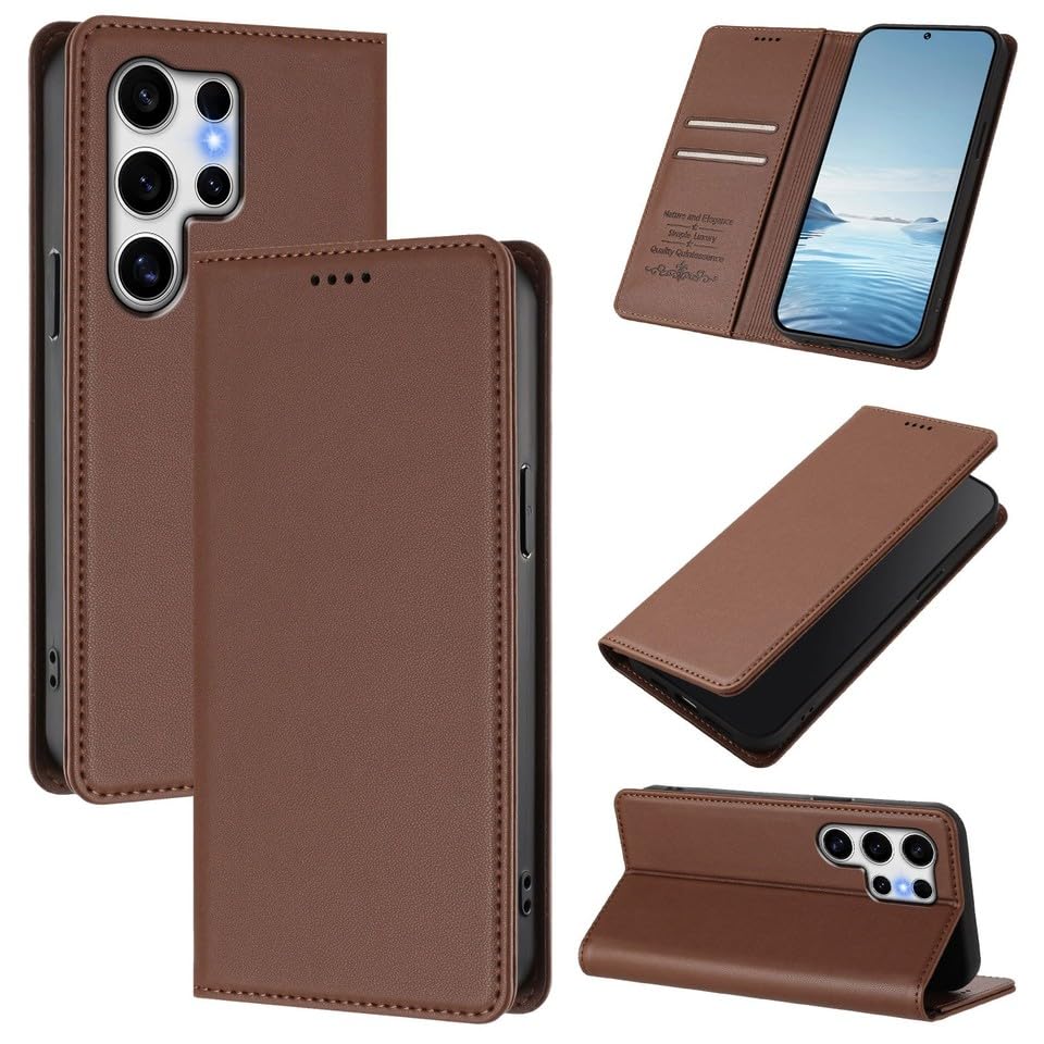Étui compatible avec Samsung Galaxy S25 portefeuille cuir à clapet magnétique