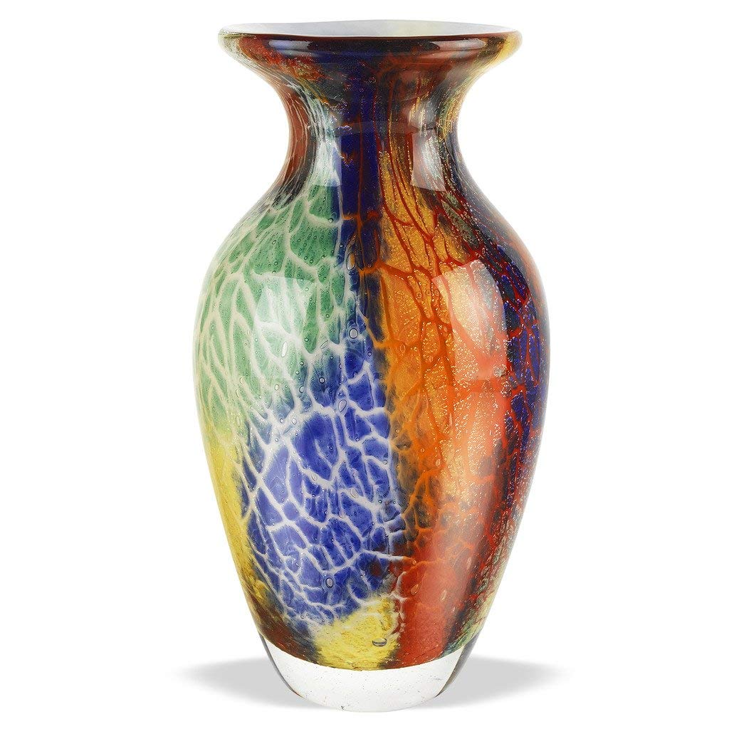 Amazon.com: Badash Firestorm Murano-Style Art Glass Flower Vase