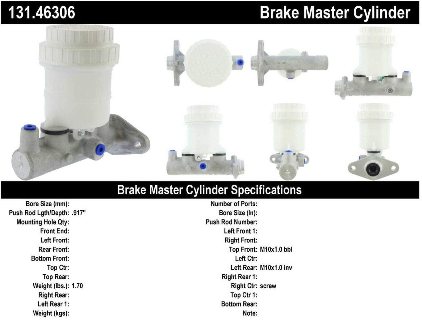 Centric Parts 131.46306 C-Tek Standard Brake Master Cylinder