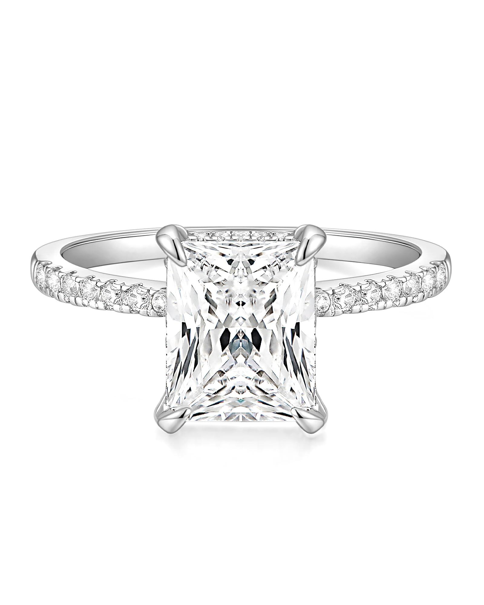 4CT Engagement Ring for Women Radiant Cut Cubic Zirconia Wedding Band CZ Promise Anniversary Ring Size 3-13
