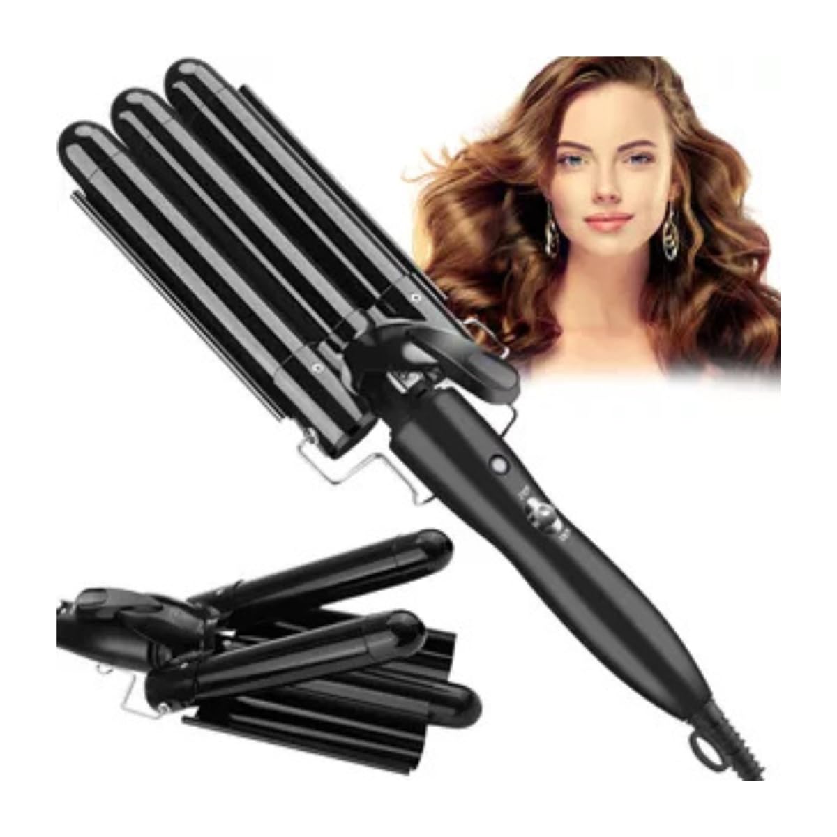 Chapinha Modelador De Cabelo Cerâmica Bivolt Tri-Ondas Ondulador Modeladora Cachos Para