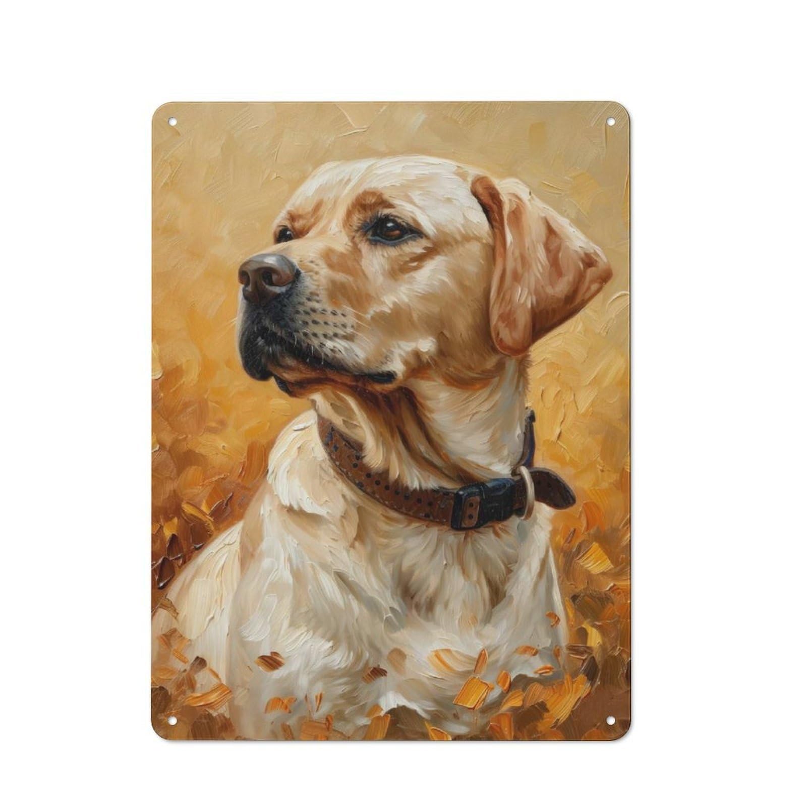 Junmoney Golden Lab Radiance Tin Wall Plaque 40X30cm With For Garage Or Workshop, For Living Room, Hallway And Entrance Wall Decor