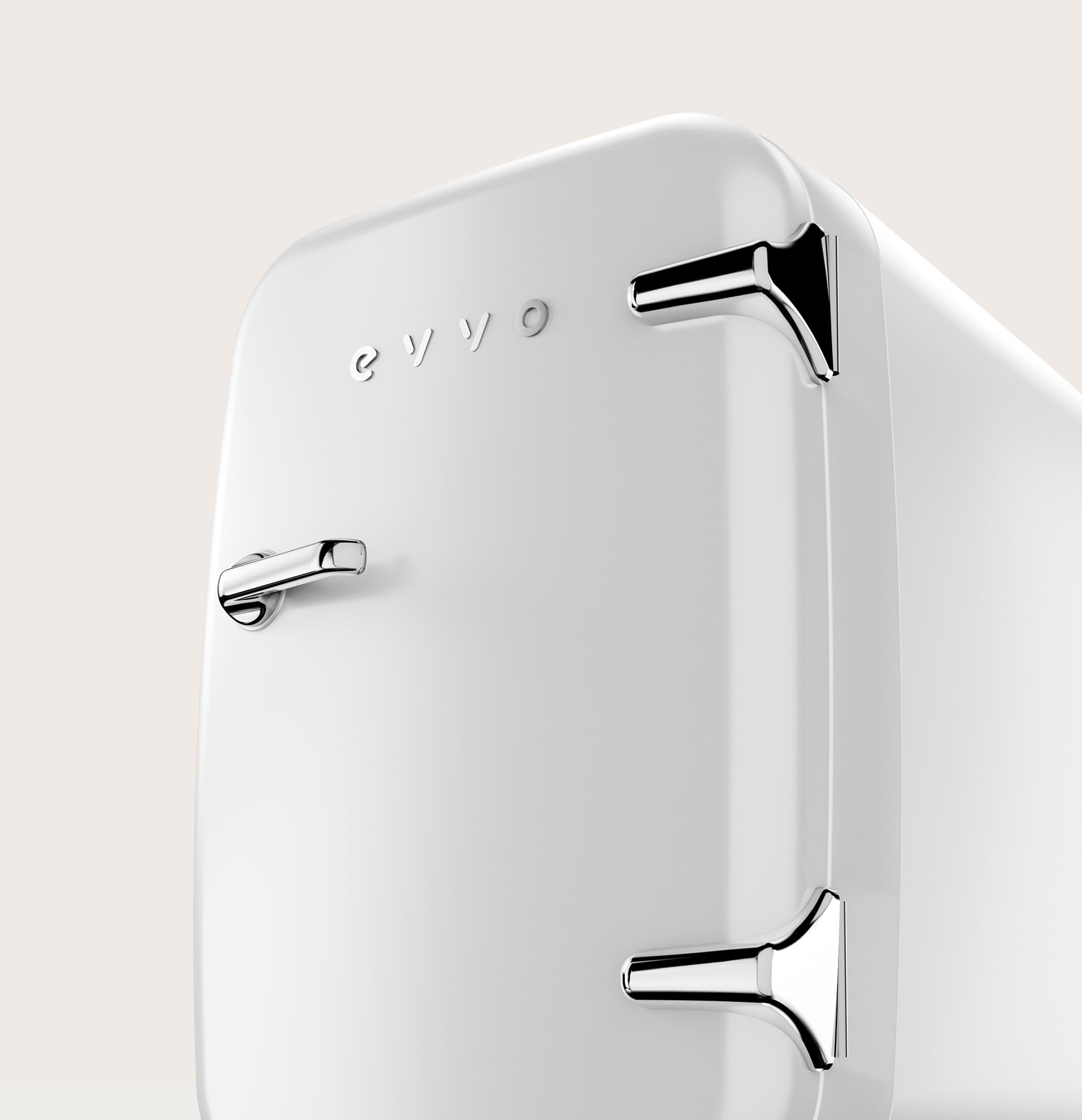 EVVO F4 Mini Frigorifero Retro Bianco 4L - Mini Frigorifero per Creme, Trucco e Bellezza | Mini Frigorifero Portatile per Stanza, Ufficio e Auto | Funzione Fredda e Calore | Silenzioso | 12V/220V