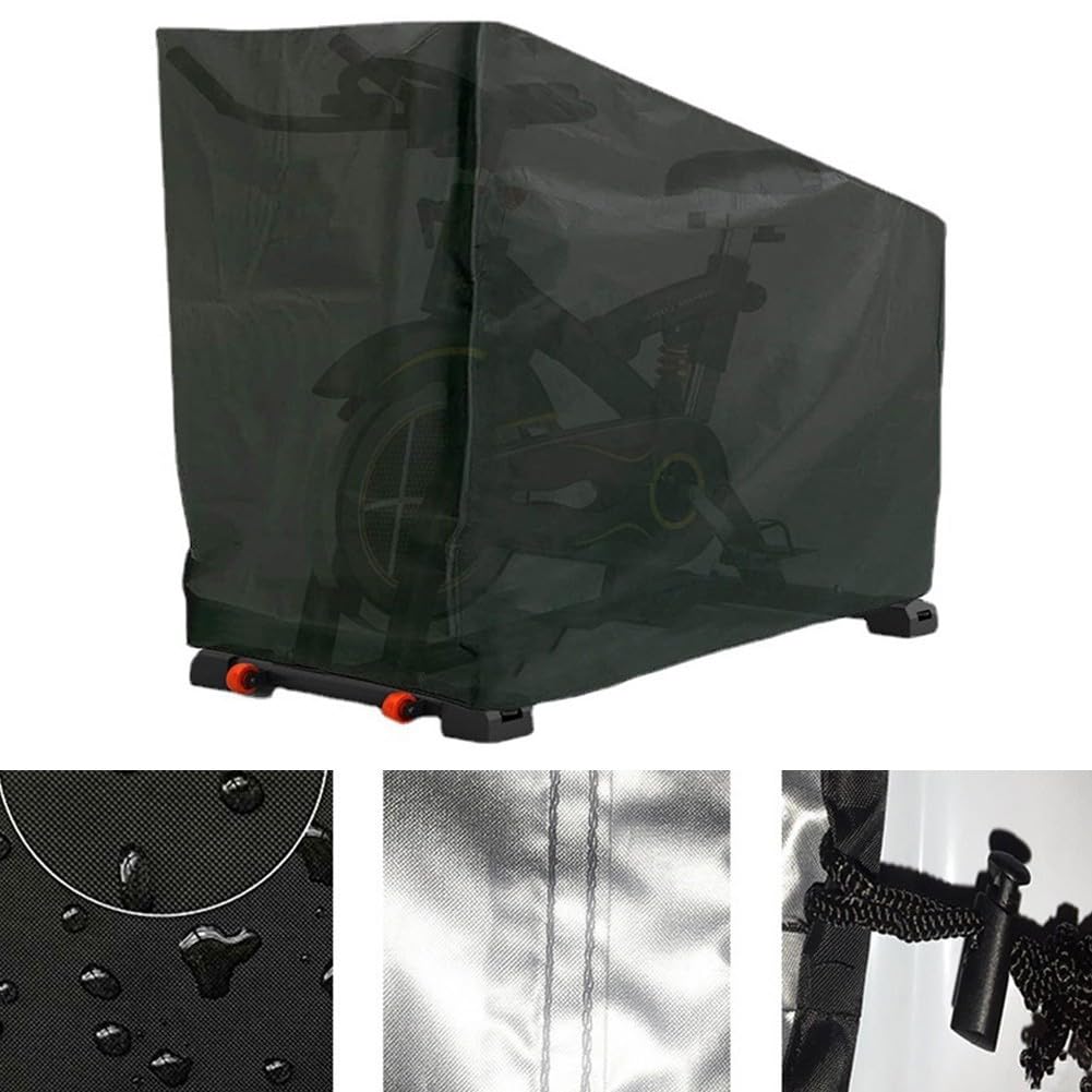 Funda impermeable para bicicleta de ejercicio estacionaria para bicicletas verticales de interior, a prueba de polvo y UV, de 210D Oxford, negra, para equipos de ciclismo, para bicicletas de