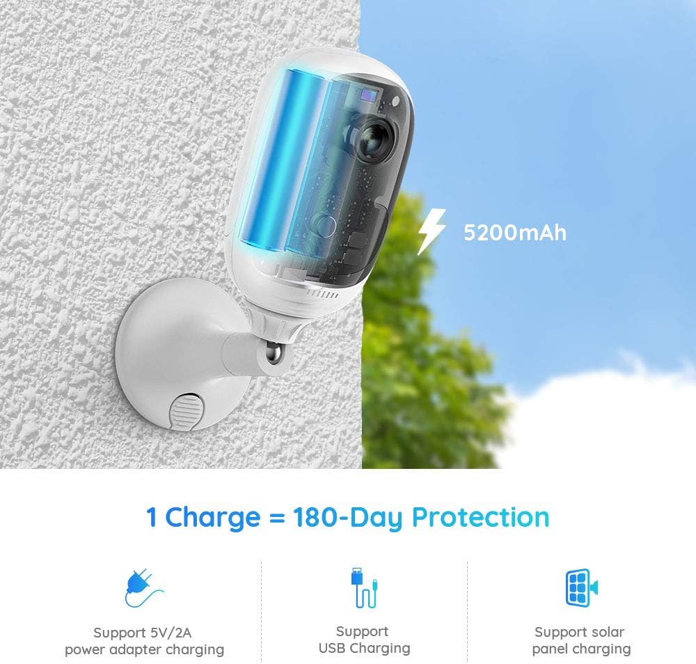 REOLINK Security Camera Outdoor Wire-Free Battery Solar Powered, 1080p Night Vision, Smart Integration for Home Surveillance (Black)