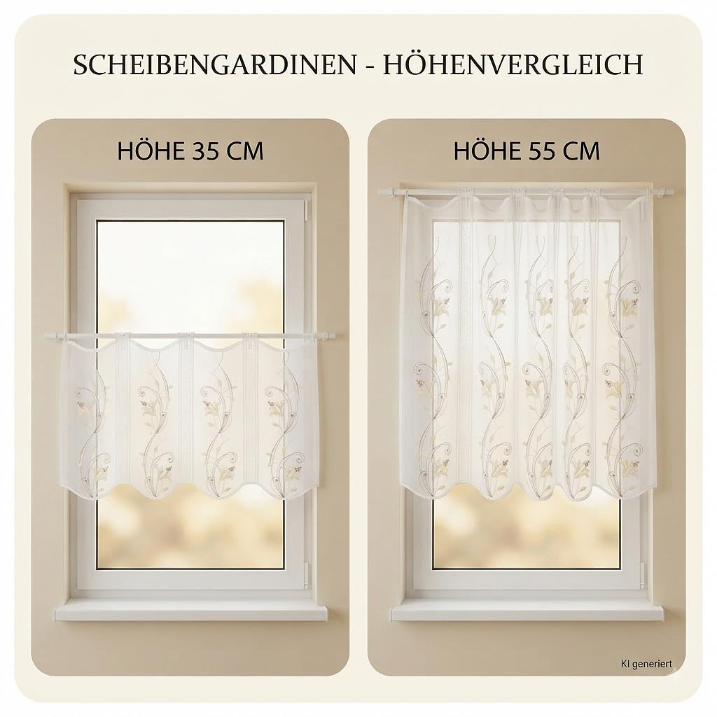 atelier alles-Spitze Kurzstore Blütenranke Beige HxB 55x128cm