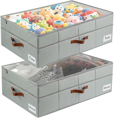 Almacenamiento debajo de la cama de 90 L, 10 pulgadas de altura debajo de la cama con paredes lateralesparte inferior gruesas, marco de