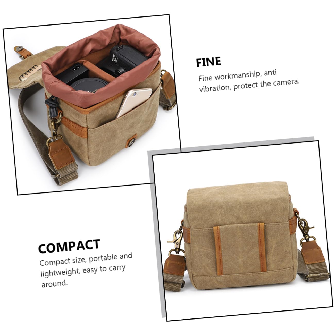 Angoily Borsa Tracolla per Macchina Fotografica in Canvas, Portatile, Tracolla Regolabile e Anti-vibrazione, per Trasporto Quotidiano