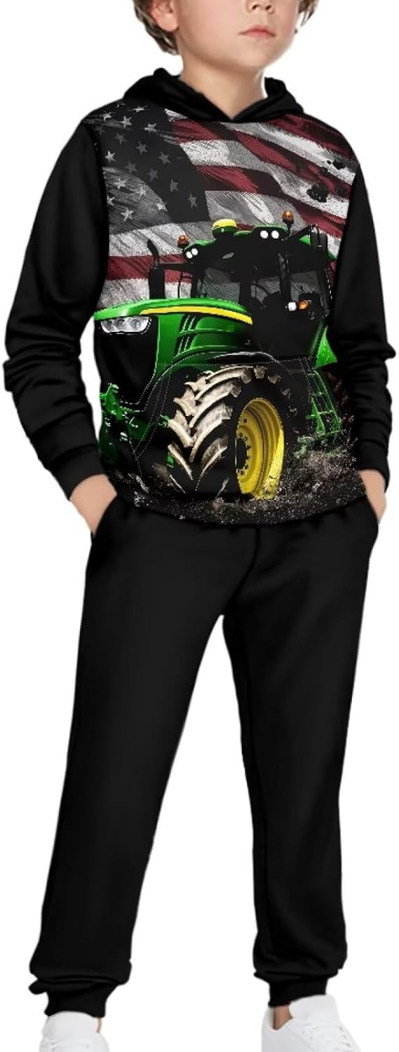 Boys Pants Set 5-12 Soft Hoodie Pullover Sweatshirt Leggings Comfortable Sweatshirt and Sweatpants Joggers Sets