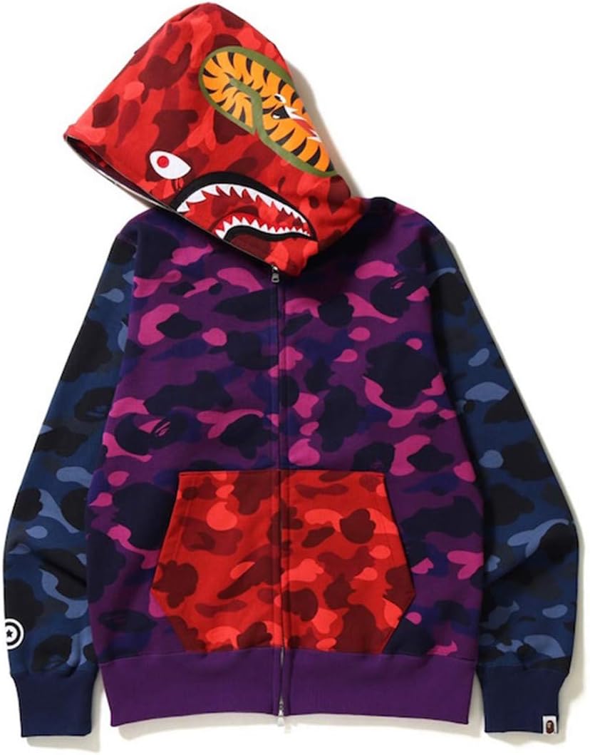 bape Shark Hoodie|Bape Shark Street Camouflage Sweater Sweater Hoodie Cardigan Boys Girls Men Women