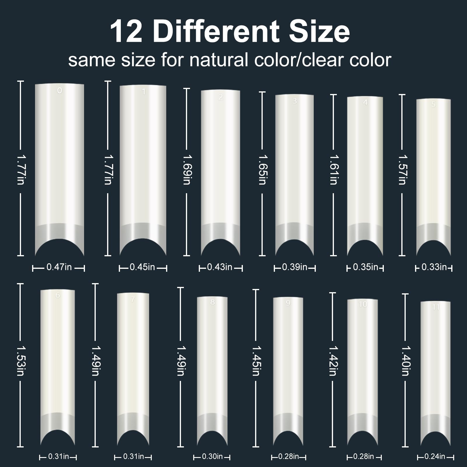 480 Pezzi Unghie Finte Trasparenti: Extra Lunghe Tip Unghie - XL Curva a C Nail Tips - Semicoperte Acrilico Unghie Finte (Trasparente, Naturale)