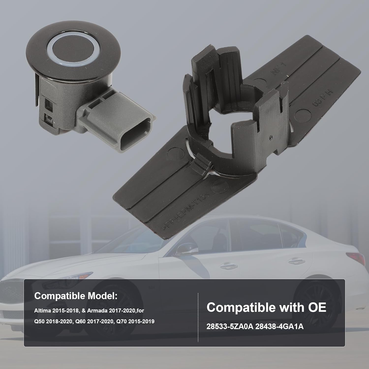PDC Parking Sensor with Bracket for 2015-2018 Altima, 2017-2020 Armada, Q50 Q60 Q70 GT-R Maxima 28533-5ZA0A 28438-4GA1A