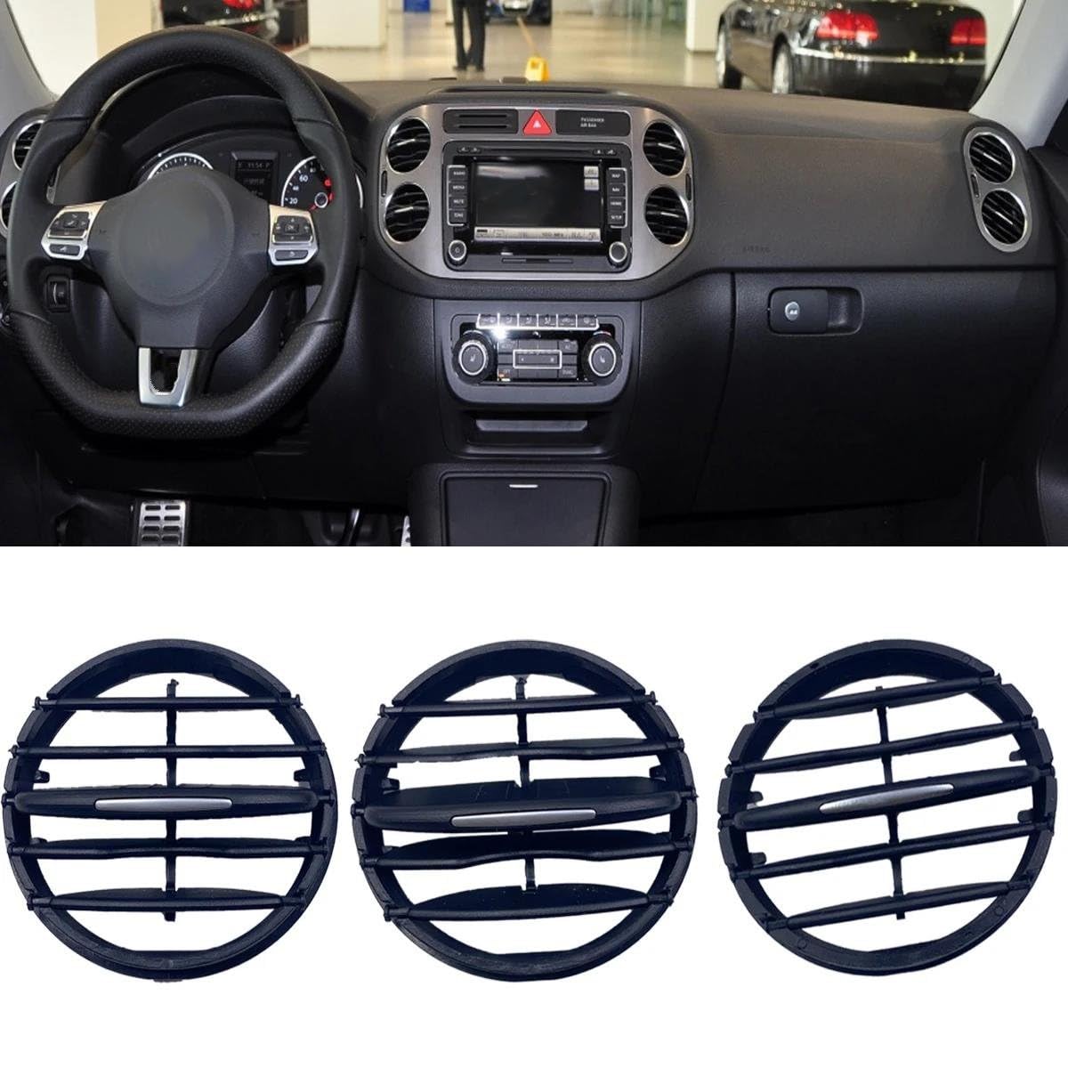 Bocchette Dell'aria Auto Dash Uscita Aria Vent Grill AC Pieghevole Diapositiva Clip Manopola Trim Per VW Per Tiguan MK1 5N 1 2007-2017 5N0819703 Bocchette Cruscotto Aria