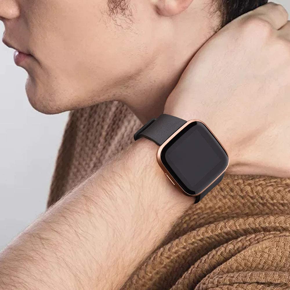 Zoye Silicone Straps Compatible with Fitbit Versa 2 Strap/Fitbit Versa Stra p/Versa Lite Str ap/Versa SE Str ap,Classic Soft Replacement Sport Wristbands for Women Men(Z-Black,S) - Image 3