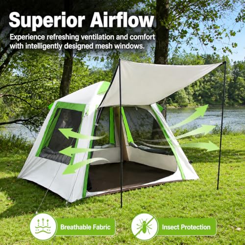 Carpa inflable familiar 3-4 personas verde resistente al agua miniatura 2