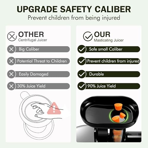 Slow Juicer,Amzchef Masticating Juicer Machines With Reverse Function, Cold Press Juicer With Brush, Recipes For High Nutrient Fruits And Vegetables, Light Green(Updated) #TOP4