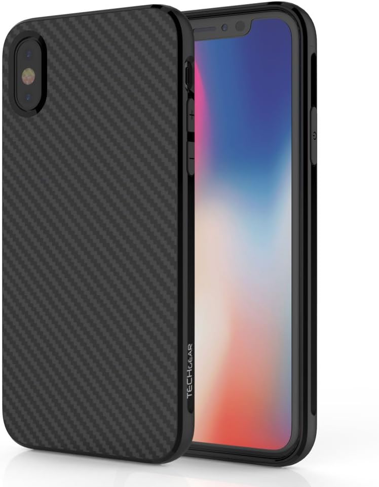 TECHGEAR CarbonFi Case Compatible with iPhone X Flexible, Shockproof