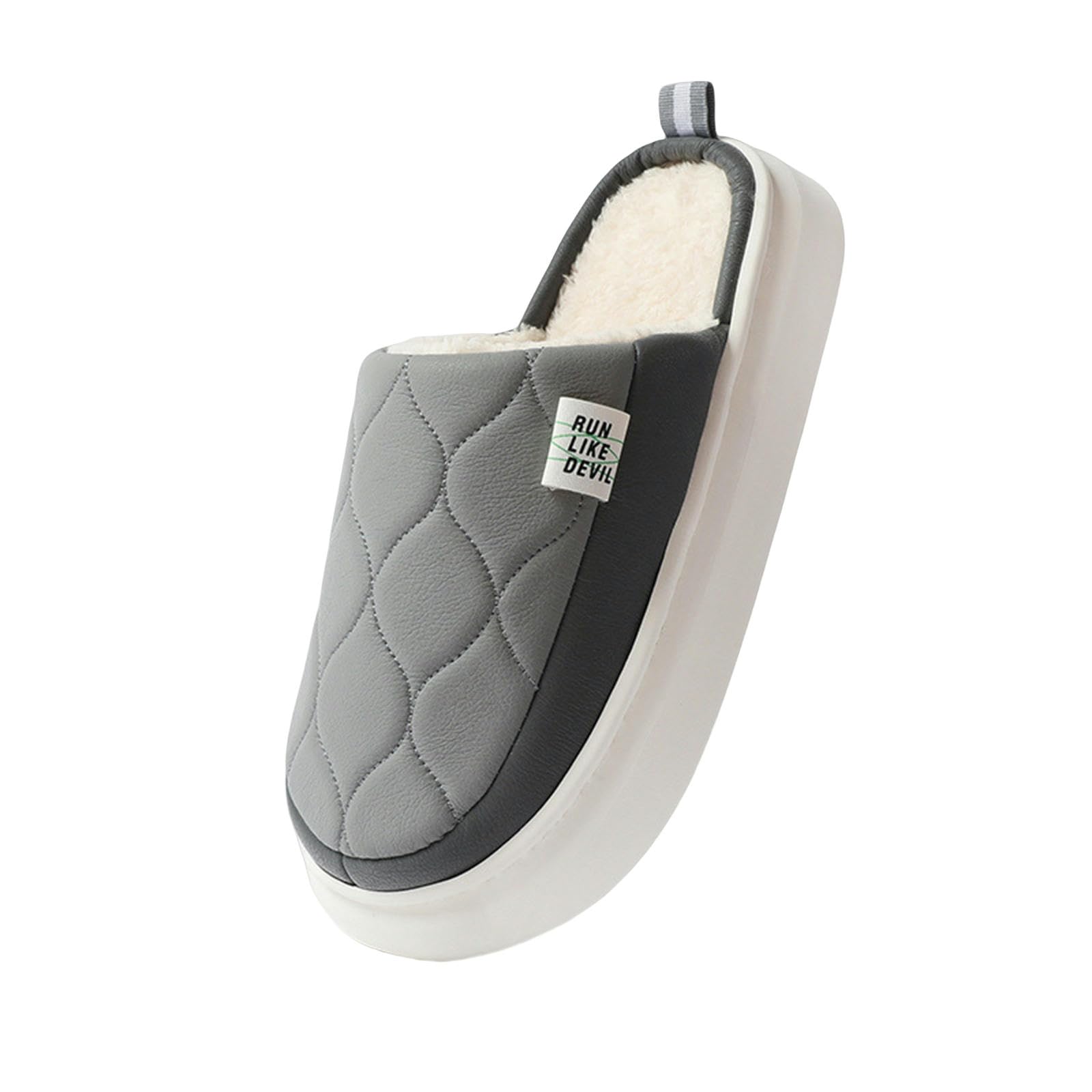 Ciabatte Donna Invernali Pantofole in Cotone Impermeabili per Interni Domestici Suola Spessa Caldo Peluche Antiscivolo-Dark Grey-42-43