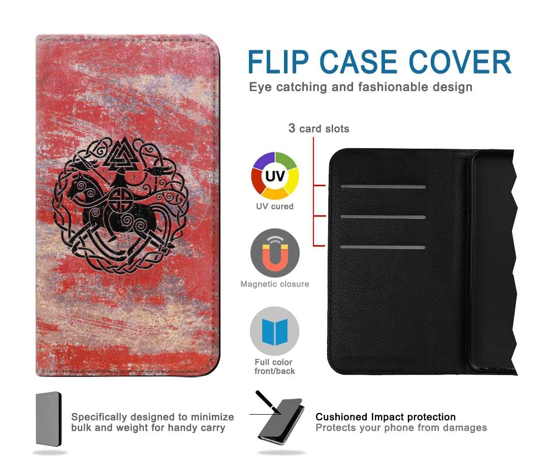 RW3831 Viking Norse Ancient Symbol PU Leather Flip Case Cover for