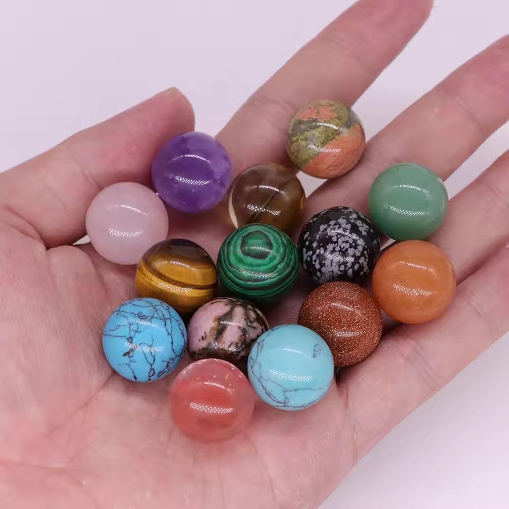 18mm Natural Rose Quartz Crystal Sphere – Amethyst Agate Gemstone Healing Stone for Home Decor and Meditation