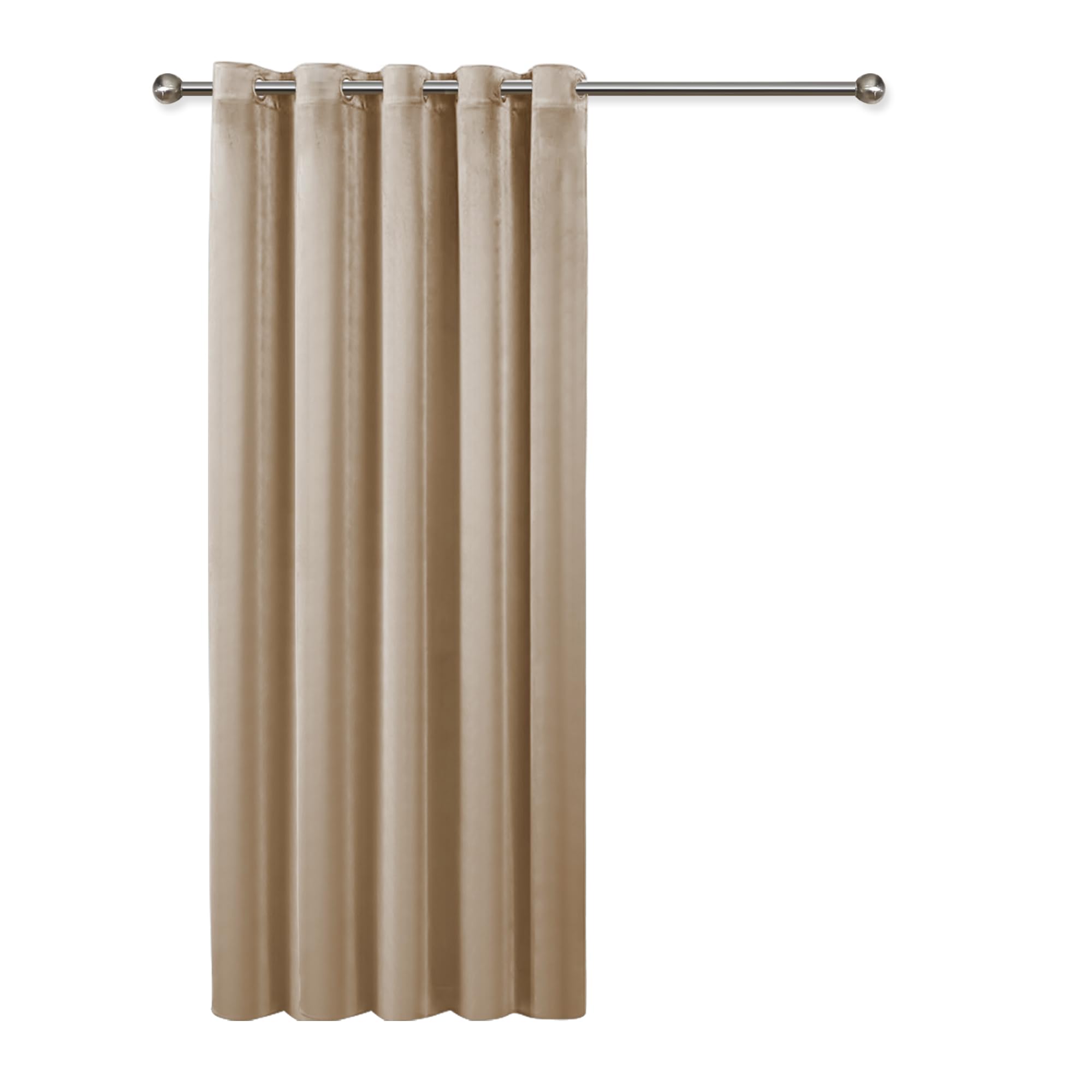 Imperial Rooms Crushed Velvet Curtains 66x84 Inch Beige Blackout Curtains for living room Super Soft Ring Top Thermal Curtain 1 Panel with Matching Tieback