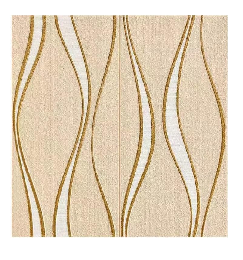 STL Self Adhesive 3D Wall Sticker for Home Décor | Waterproof & Peel and Stick 70 x 77cm Foam Wall Panel | PE Foam Wall Covering, Living Room, Bedroom, Kitchen & Office (Wavy Strip Gold, Pack of 1)
