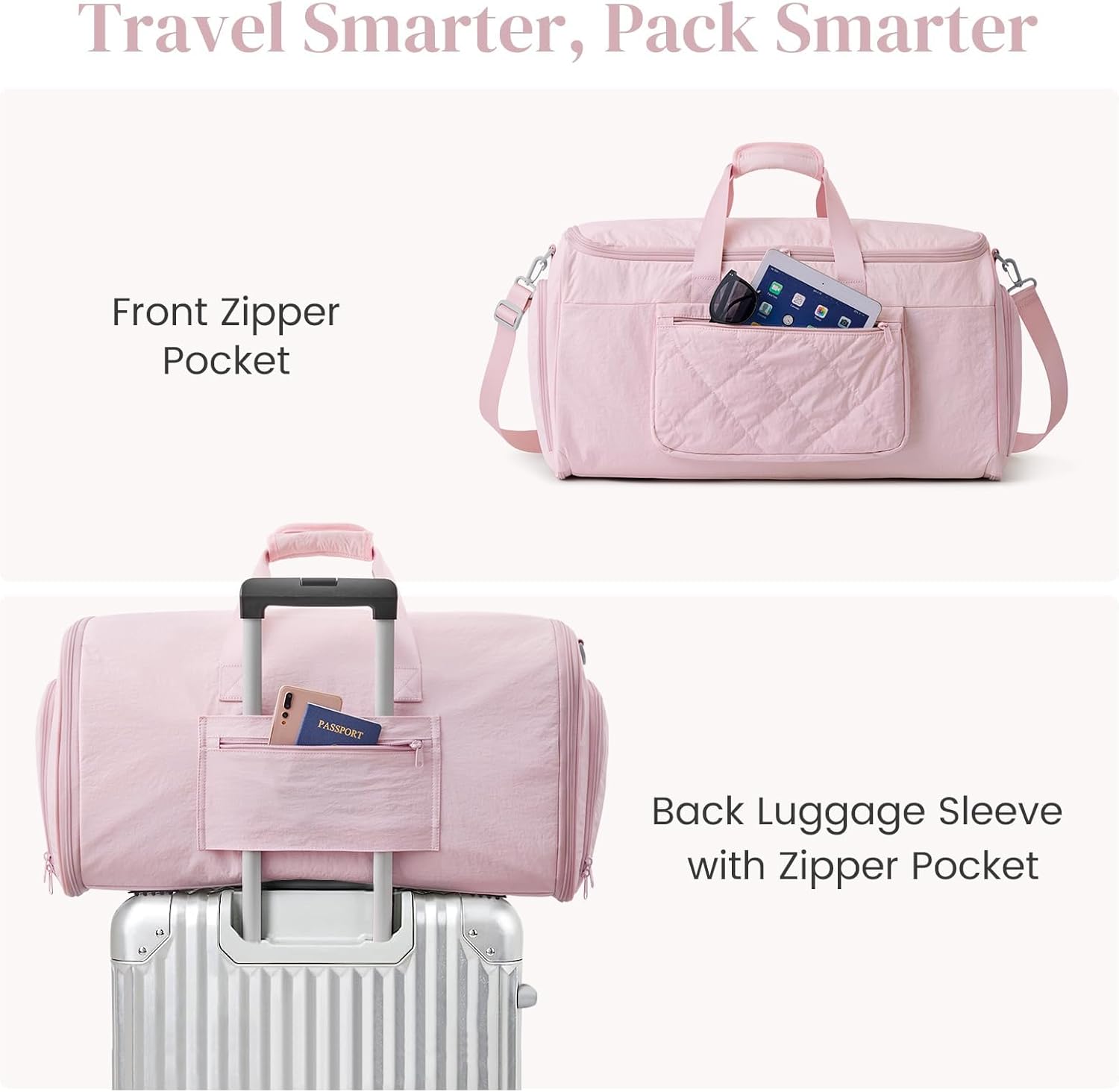 S-ZONE Garment Duffle Bags for Travel Carry on Convertible 2 in 1 Suit Bags Hanging Suitcase with Toiletry Bag 50L