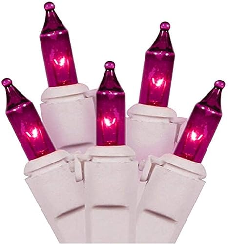 Vickerman Juego de 100 luces de conexión de extremo de cable blanco morado con espacio de 4 pulgadas y 33 pies de longitud, viene en caja