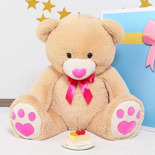 Miniatura 4 de Tezituor Oso de peluche grande de 47 pulgadas, suave oso de peluche gigante para cumpleaños, baby shower, San Valentín, color marrón