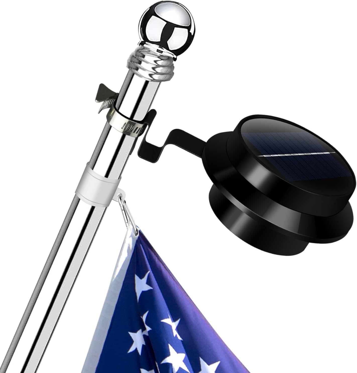 Flag Pole Light Solar Powered Outdoor Top Mounted Flagpole