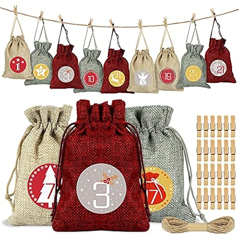 Calendario de Adviento de Bolsas de Yute Navideño Cover