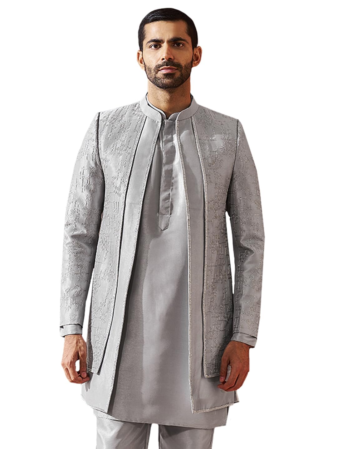 vastramay Men's Silk Blend Sherwani Only Top, Silk Blend Embroidered Sherwani For Men for Weddings & Festivals, Traditional Ethnic Wear Outfit-picture-34