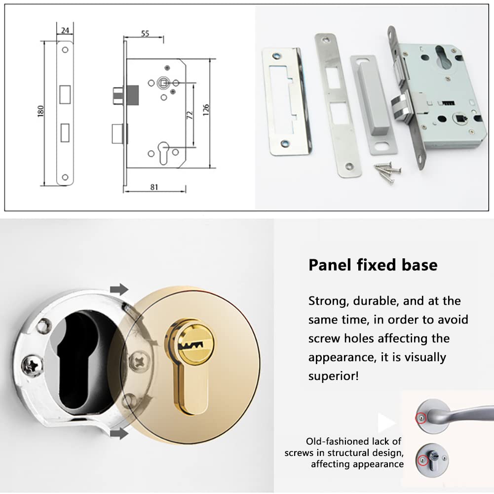 Gold Zinc Alloy Mute Split Door Handle Set, Reversible Lever for Interior Exterior Closet Hallway(A)