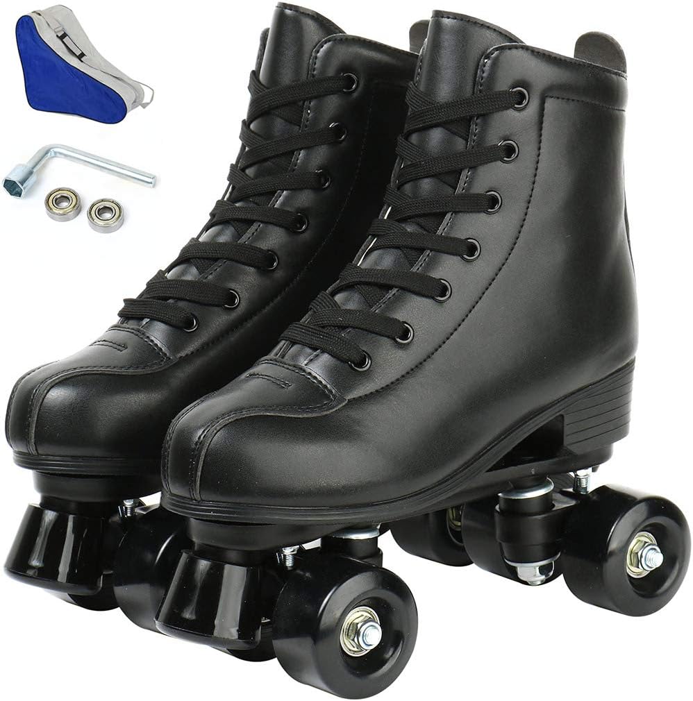 XUDREZ Roller Skates for Women Men Shiny Double Row Four Wheels Roller Skates Womens Roller Skates with Shoes Bag