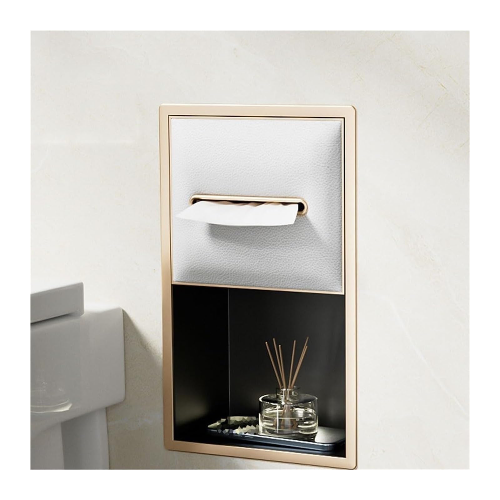 Duschregal aus Edelstahl – wasserdichte integrierte Aufbewahrung für Shampoo & Toilettenartikel, eleganter Champagner & Rot, 20 x 33 x 12,5 cm – modernes Design, rostfrei & langlebig