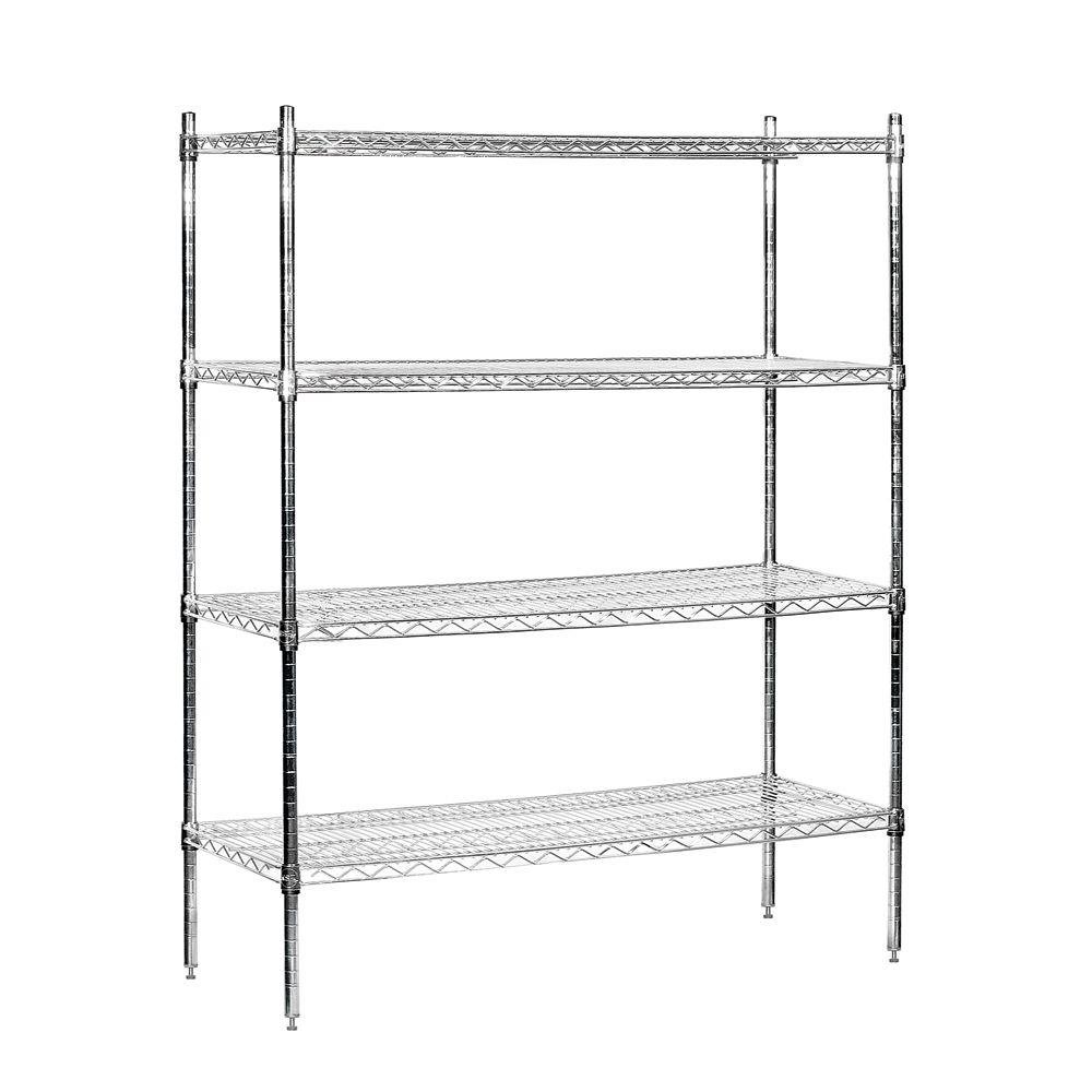 Salsbury Industries Stationary Wire Shelving Unit, 48-Inch Wide by 63-Inch High by 18-Inch Deep, Chrome