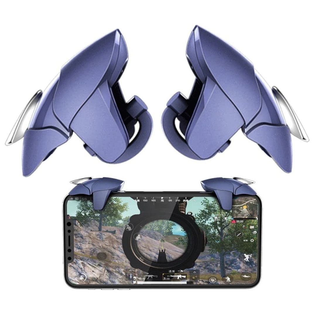 BKN Conductive Mobile Gaming Triggers Compatible with PUBG Mobile-L1R1- Supports for All Android and iOS Phones (Blue Shark)-image-45