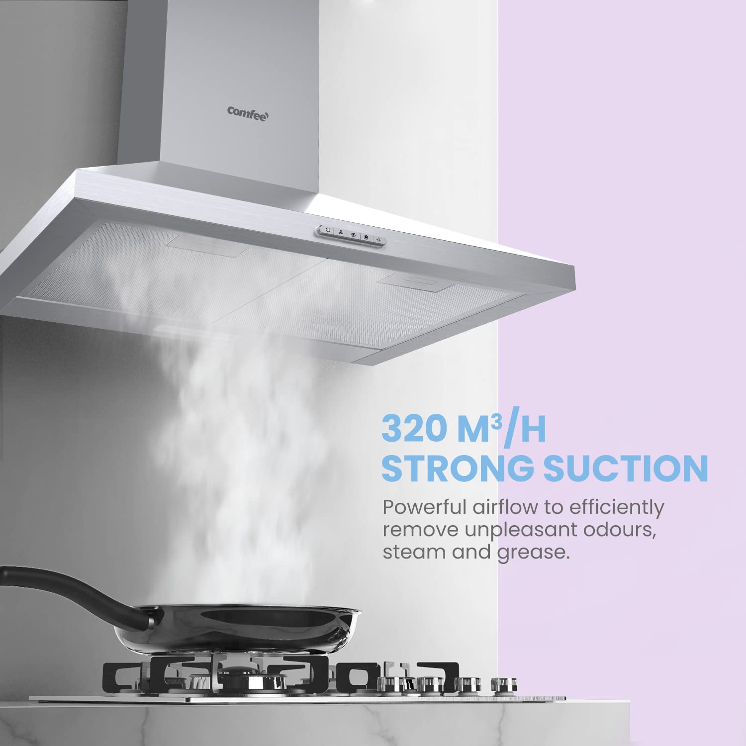 Buy COMFEE' 60 cm Chimney Cooker Hood Stainless Steel Extractor Hood