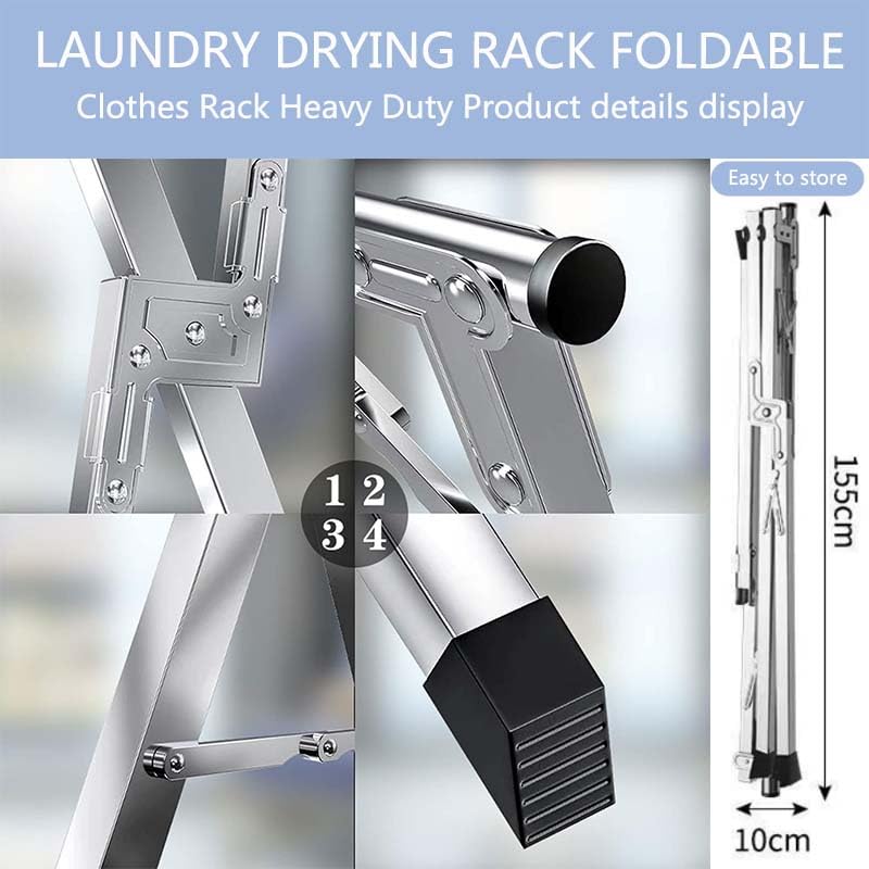 Étendoir à linge robuste en acier inoxydable pliable de 200 cm