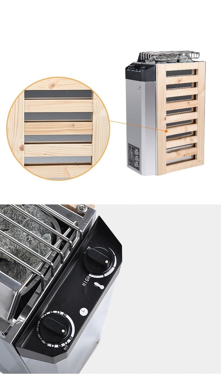 Sauna-Heizung Saunaheizungsherd mit innerer Steuerung Trockendampfofen externer Steuerofen mit Controller Holzzaun Anti-Scenen, Hohe Temperaturen Widerstehen(3.0KW)