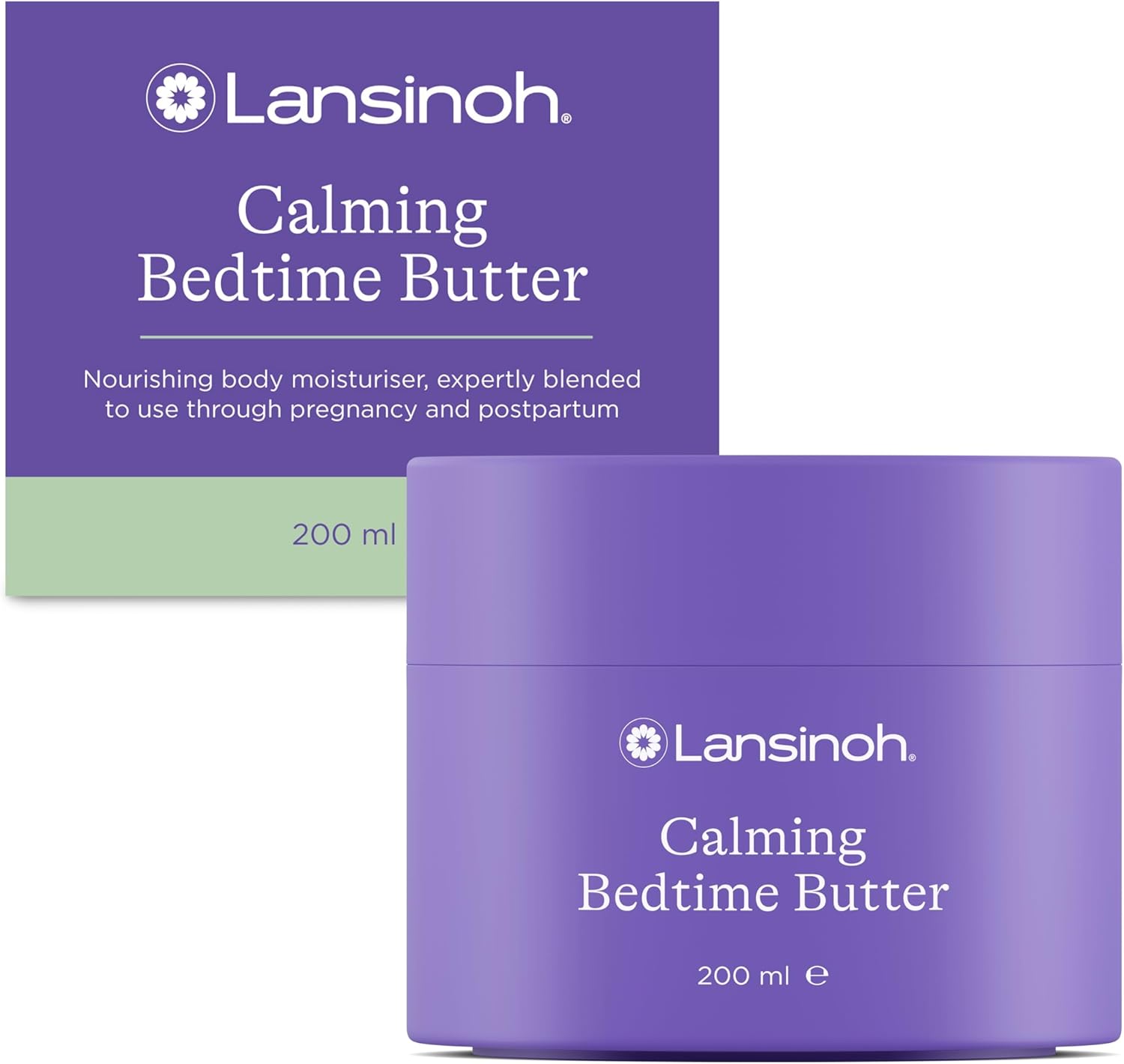 Lansinoh Calming Bedtime Magnesium Butter for Pregnancy & Postpartum – 200 ml – Cocoa & Shea Butter infused with Lavender & Chamomile scents – Hydrating & Absorbs quickly