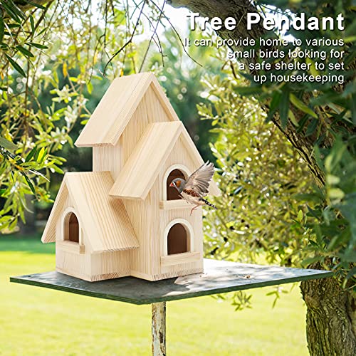Lyfreen Diy Bird Houses For Outside Pine Wooden Bird House With Hanging Tools For Bluebird Hummingbird Wren Finch Birdhouse Bird Hut Box For Garden #TOP2
