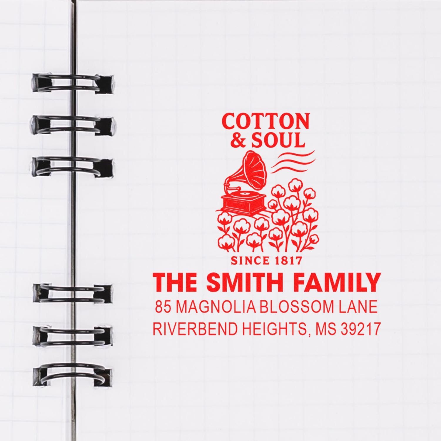 Vintage Harmony Design, Cotton Soul Ink Stamp, with Pad Compatible, Standard 1-5/8 Square Wood Handle, Unique Collectible for Collectors & Heritage Enthusiasts, Retro Design