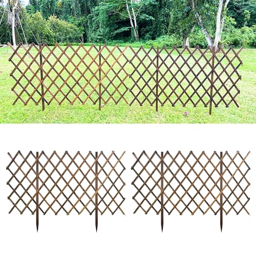 ShopLaLa Garden Fence (2 Pack, Total 12ft (L)) Wooden Lattice