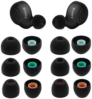 A-Focus 12 Pairs WF-C510 WF-C700N Ear Tips Set, Replacement Silicone Soft Eartips Earbuds Accessories Compatible With Sony MDREX15AP MDREX15LP WI-C100 WF-C500 Linkbuds S Black L/M/S