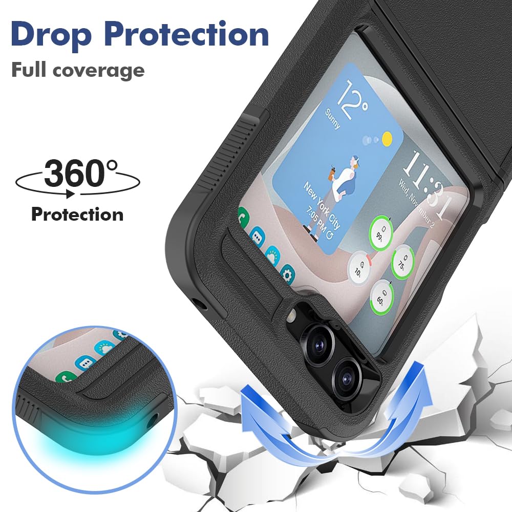 Samsung Galaxy Z Flip 5 Case - Shockproof, Durable Protective Case for Z Flip 5 5G, Black